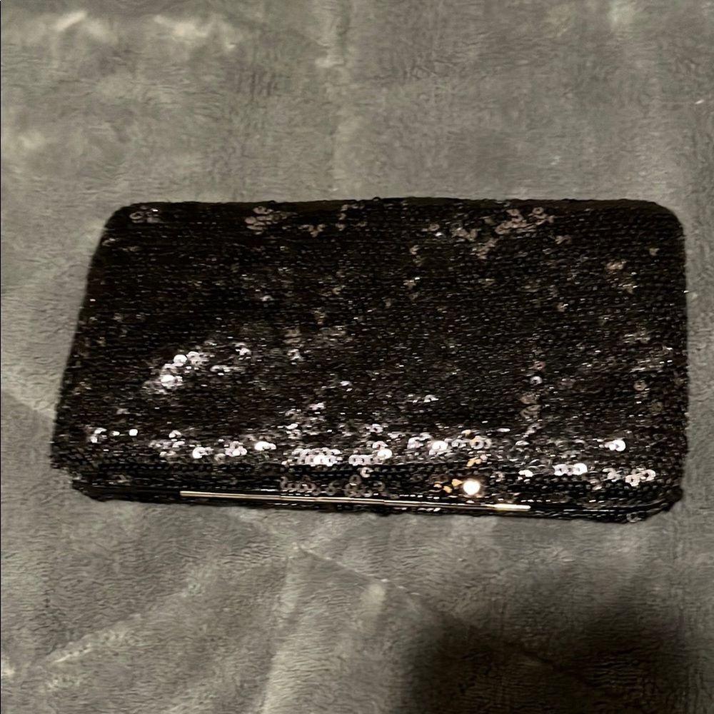 Sequin Black Clutch
